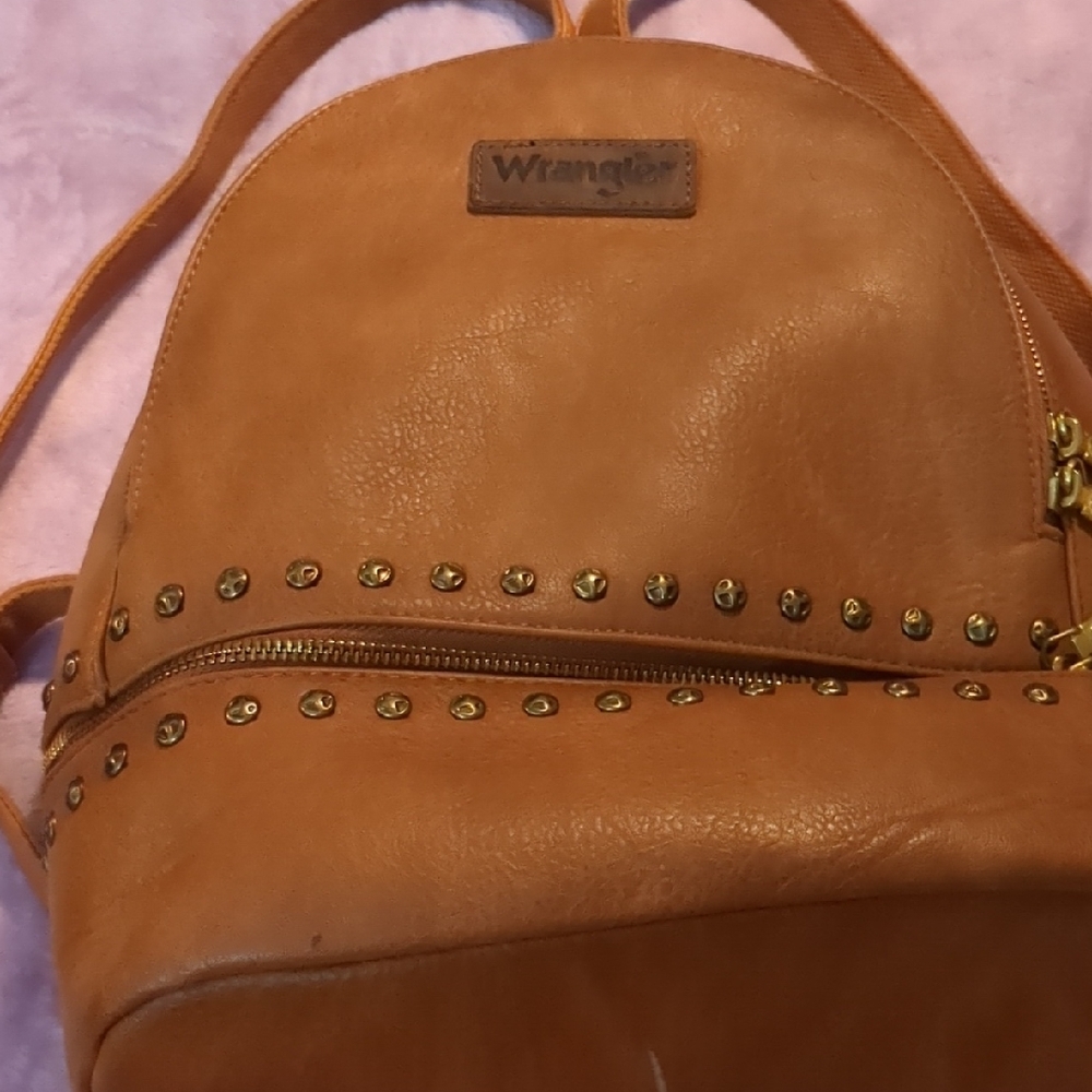 Wrangler Gold Tan Backpack with Chic Accents